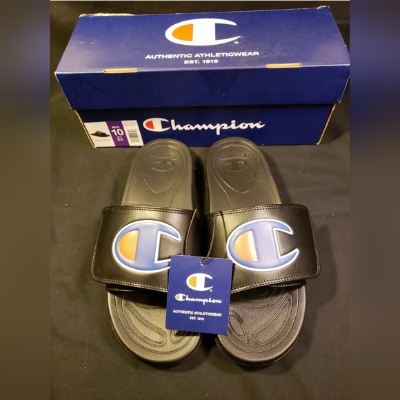 Champion Other - 💪 NIB CHAMPION MEN'S MEGA SLIDE SLIP-ON ADJUSTABLE SANDLE SHOES SIZE 10 - BLACK